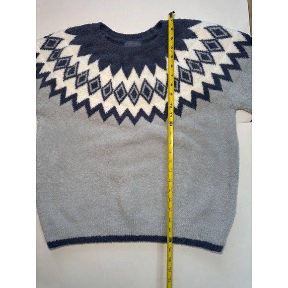 Barefoot Dreams CozyChic XL Fair Isle Knit Pullover Sweater Cozy Soft - Picture 7 of 8